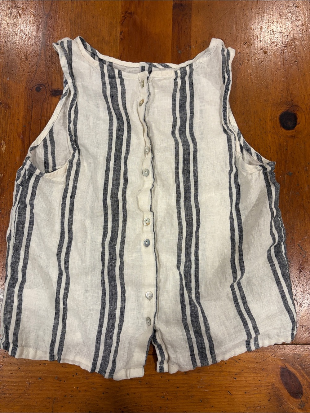 C&C California White Tank with Navy Vertical Stripes